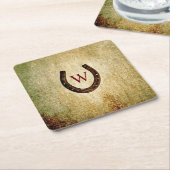馬蹄形モノグラムの スクエアペーパーコースター (アングル)
