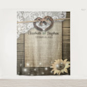 馬蹄形レースひまわり木製写真ブース背景 タペストリー (正面)