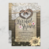 馬蹄形レースバーラップヒマワリブライダルシャワー 招待状 (正面/裏面)