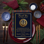 馬蹄形名門私立校風のエンブレムブルーフラットサンキューカード サンキューカード