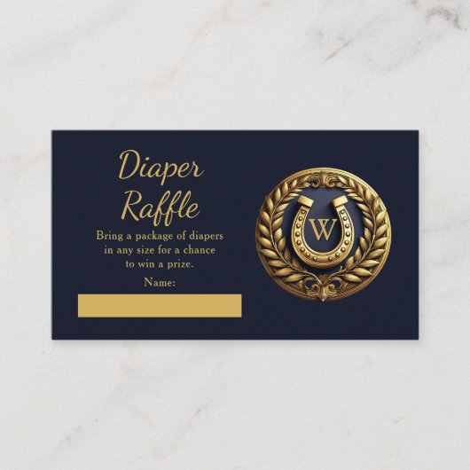 馬蹄形名門私立校風のブルーおむつラッフル エンクロージャーカード (正面)