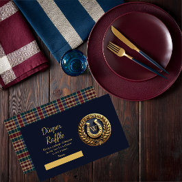 馬蹄形名門私立校風のブルーおむつラッフル エンクロージャーカード