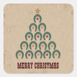 馬蹄形素朴クリスマスツリー スクエアシール
