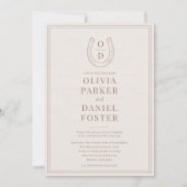 馬蹄形 ウエスタン カントリー ブラウン モノグラム ウェディング 招待状 (正面)