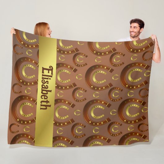 馬蹄形、金ゴールド茶色パターンフリースブランケット フリースブランケット (インサイチュ)