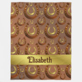 馬蹄形、金ゴールド茶色パターンフリースブランケット フリースブランケット (正面)