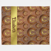 馬蹄形、金ゴールド茶色パターンフリースブランケット フリースブランケット (正面(横))