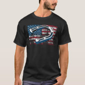 馬蹄投クール撃USA国旗おもしろい米投手 Tシャツ (正面)