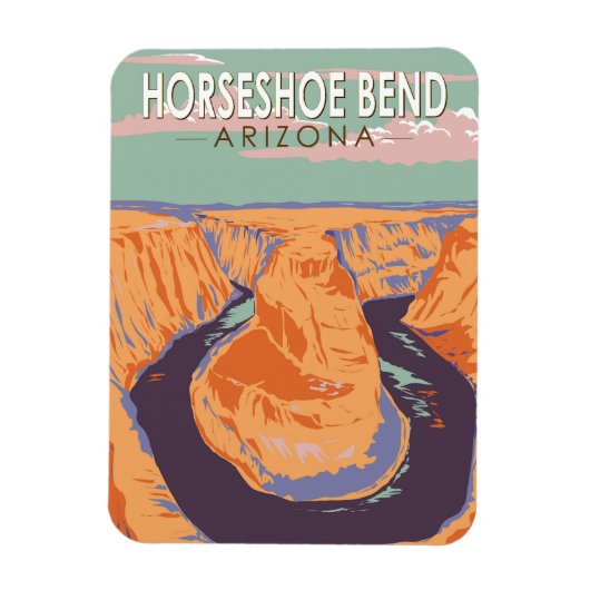 馬蹄曲げトラベルアートヴィンテージ マグネット (縦)