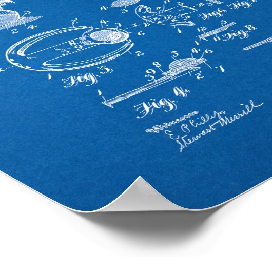 馬蹄特許 – 青写真 ポスター (角)