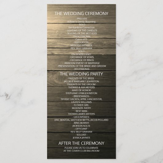 馬蹄紫陽花フラワーウッドカントリーウェディング プログラム (裏面)