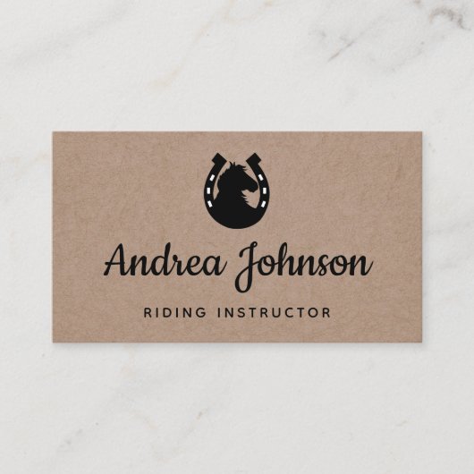 馬蹄茶色クラフト紙乗馬ファーム 名刺 (正面)