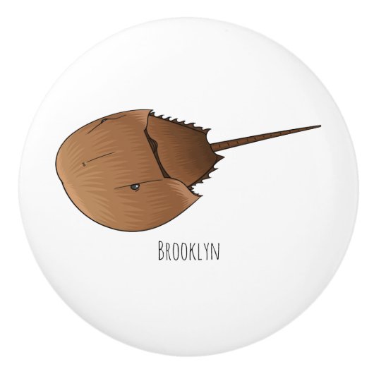 馬蹄蟹の漫画イラストレーション セラミックノブ (正面)