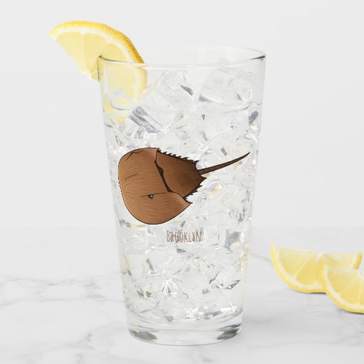 馬蹄蟹の漫画イラストレーション タンブラーグラス (アイス正面)