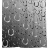 馬蹄鉄，銀，パターン灰色，運，パターン，グレース シャワーカーテン (正面)