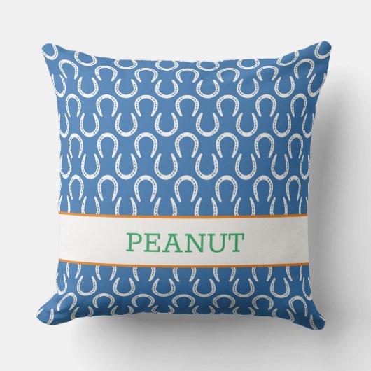 馬蹄青馬ペット名フォトキープサケ クッション (正面)