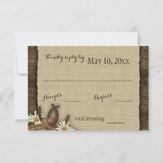 馬蹄類とデイジー素朴のBurlap反応 出欠カード (正面)