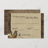 馬蹄類とデイジー素朴のBurlap反応 出欠カード (正面/裏面)