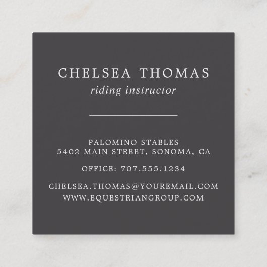 馬蹄類 |エクエストリアンセンターライディングインストラクター スクエア名刺 (裏面)