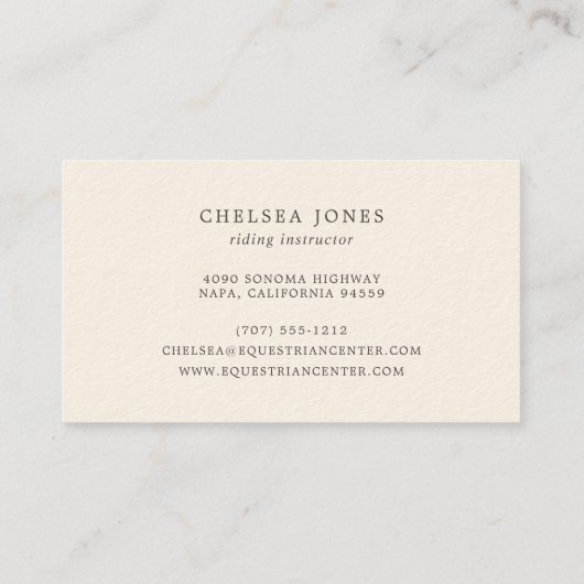 馬蹄類 |エクエストリアンセンターライディングインストラクター 名刺 (裏面)