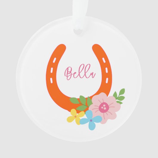 馬蹄馬の名前フラワーズバーンオレンジのキープサケ オーナメント (正面)