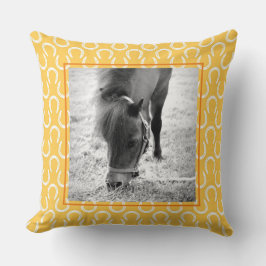 馬蹄馬の名前ペット写真キープサケイエロー クッション