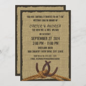 馬蹄、ロープと麻のBBQウェディングレセプション 招待状 (正面/裏面)