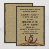 馬蹄、ロープと麻のBBQ ウェディング レセプション 招待状 (正面/裏面)