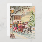 馬車に乗り込むヴィンテージのクリスマスの人々 シーズンカード (正面/裏面)