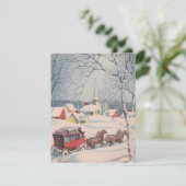 馬車に乗り込むヴィンテージのクリスマスの人々 シーズンカード (スタンド正面)