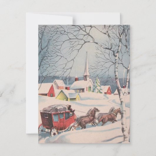 馬車に乗り込むヴィンテージのクリスマスの人々 シーズンカード (正面)