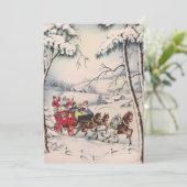 馬車に乗り込むヴィンテージのクリスマスの人々 シーズンカード (スタンド正面)