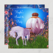 馬車のお姫様誕生日パーティー 招待状 (正面/裏面)