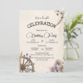 馬車の花輪のダブル子供の誕生日パーティー 招待状 (スタンド正面)