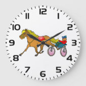 馬車競馬の馬と騎手 ラージ壁時計 (正面)