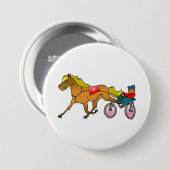 馬車競馬の馬と騎手 缶バッジ (正面&裏面)