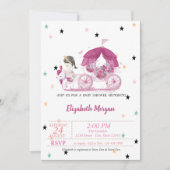 馬車、星、プリンセス  ベイビーシャワー 招待状 (正面)