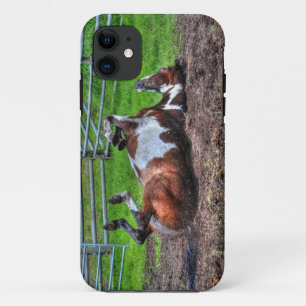 馬転が絵を描好きウマ科の向けS Horse写真 iPhone 11 ケース