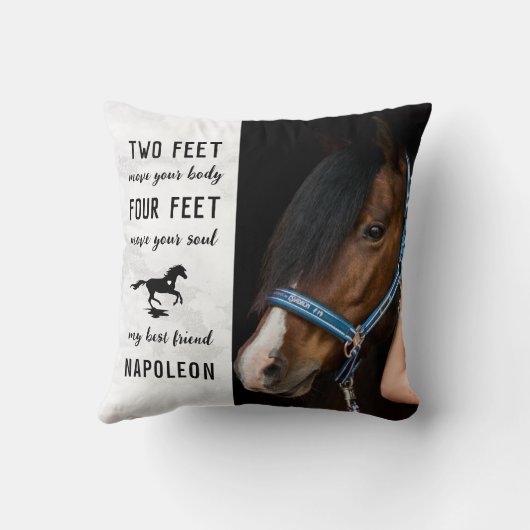 馬追悼パーソナライズされた記ウマ科の碑 クッション (裏面)