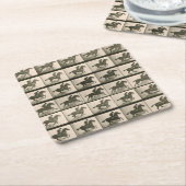 馬運動ヴィンテージ撮影 スクエアペーパーコースター (アングル)