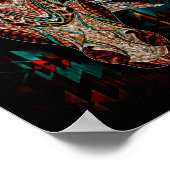 馬部族抽象芸術先住民アメリカン幾何学模様 ポスター (角)