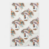 馬防峰フローラ花継目文様 キッチンタオル (縦)