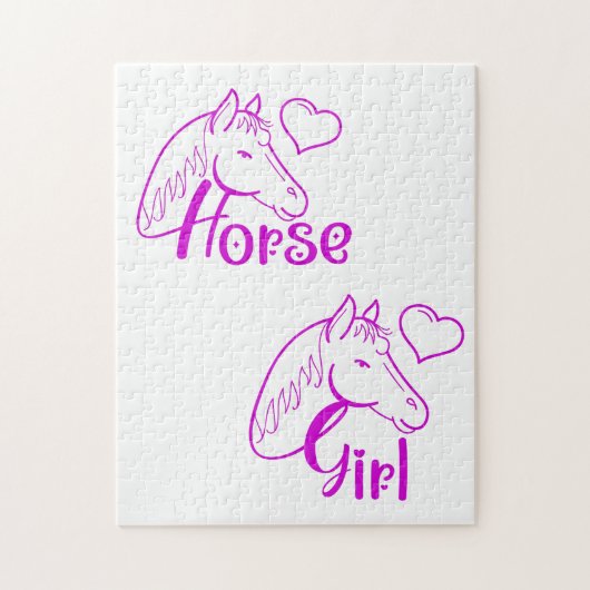 馬頭と紫の馬の女の子フォント ジグソーパズル (縦)