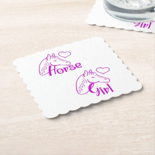 馬頭と紫の馬の女の子フォント ペーパーコースター (アングル)