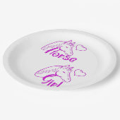 馬頭と紫の馬の女の子フォント ペーパープレート (アングル)