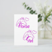 馬頭と紫の馬の女の子フォント ポストカード (スタンド正面)