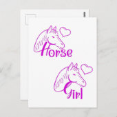 馬頭と紫の馬の女の子フォント ポストカード (正面/裏面)