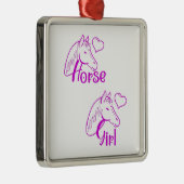 馬頭と紫の馬の女の子フォント メタルオーナメント (右)
