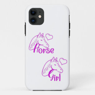 馬頭と紫の馬の女の子フォント iPhone 11 ケース