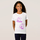 馬頭と紫の馬の女の子フォント Tシャツ (正面フル)